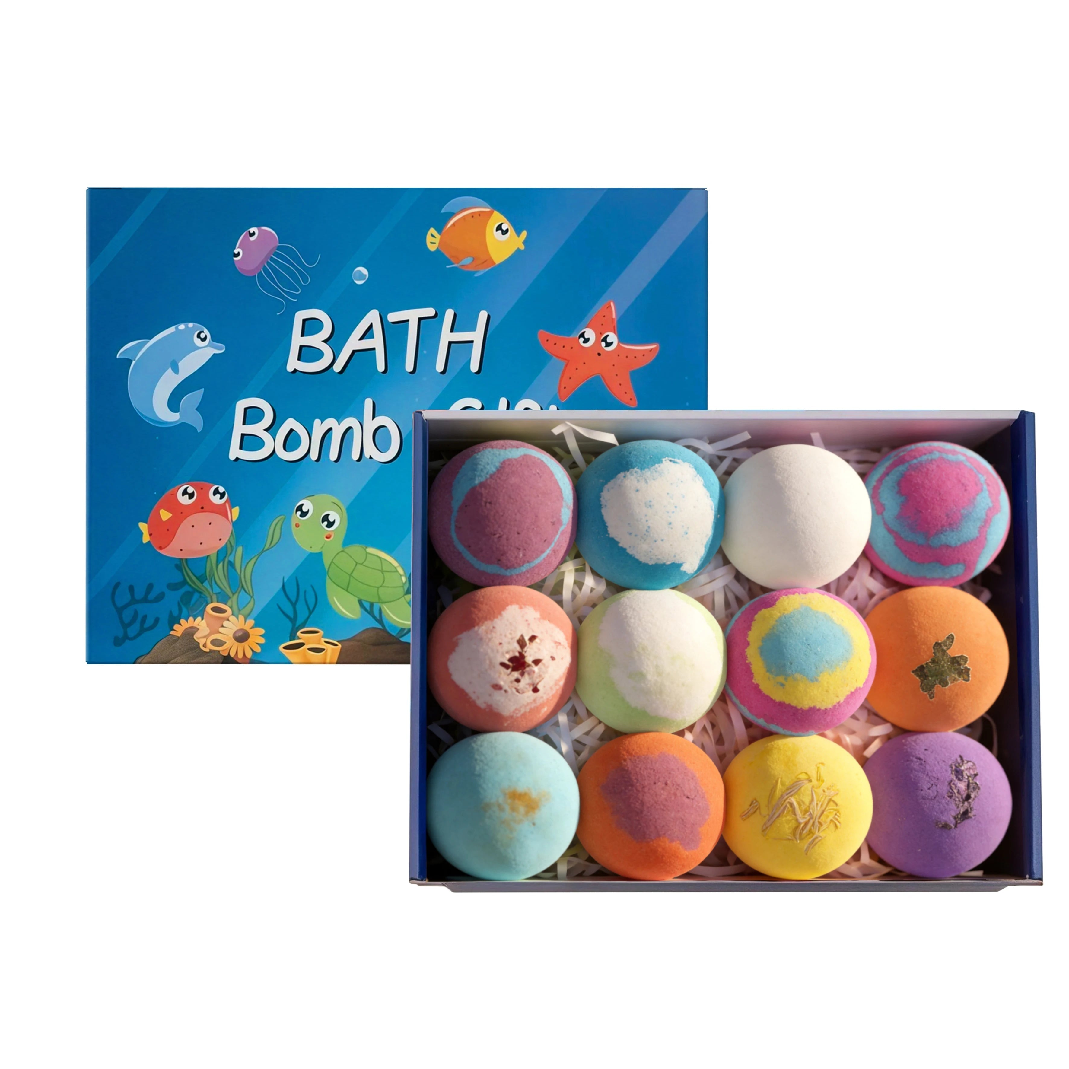 Kids Bath Bombs Hidden Surprise Colorful Rich Bubble kids Funny Relaxing Bath Toys Children Holiday Gift Set Ocean Bubble Bath Halalzen