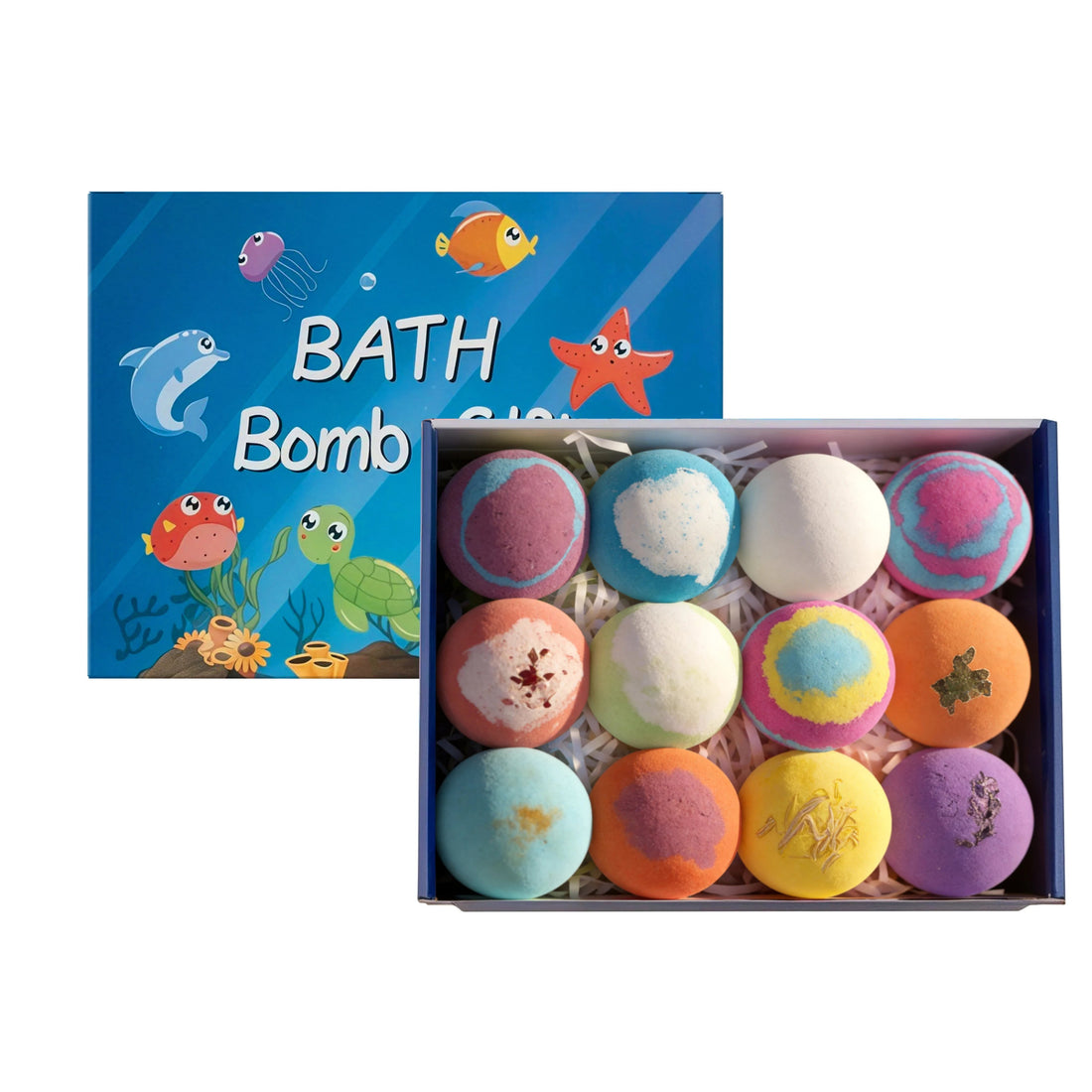 Kids Bath Bombs Hidden Surprise Colorful Rich Bubble kids Funny Relaxing Bath Toys Children Holiday Gift Set Ocean Bubble Bath Halalzen