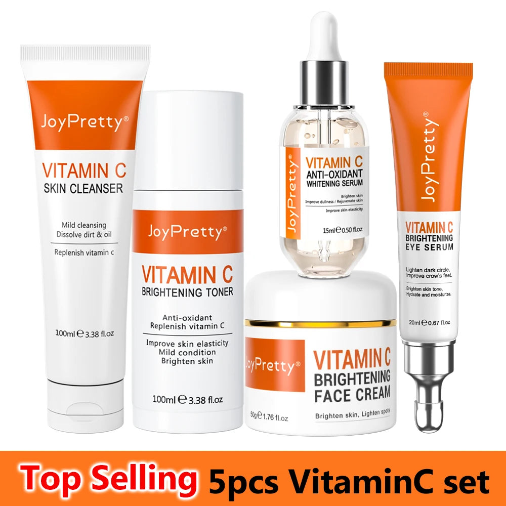 Vitamin C for Face Whitening Set Dark Spots Removal Cream Skincare Kits Eye Lightening Moisturizing Facial Serum Skin Care