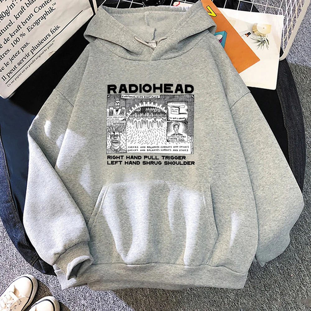Fashion Radiohead Hoodie for Men/Women Rock Band Music Fans Sweatshirts Oversized Graphic Clothes Harajuku Couple Sweatshirt Man