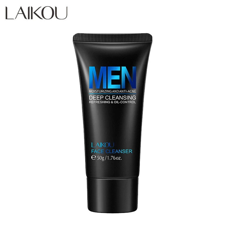 LAIKOU Men Facial Cleanser Face Wash Moisturizing Man Skin Care Oil Control Blackhead Remove Scrub Cosmetics Deep Norishing 50g Halalzen