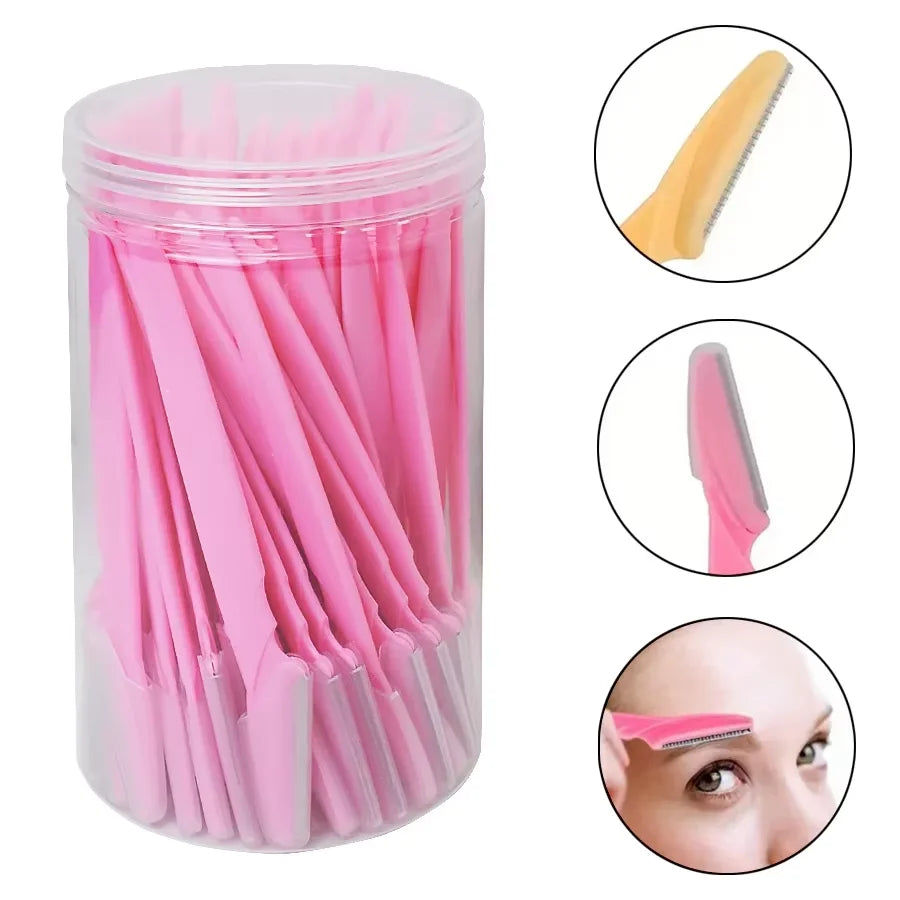 30Pcs/Bottle Eyebrow Razors With Container Facial Eye Brow Trimmer In Case Hair Removal Shaver Safe Blades Trimming Tools Halalzen