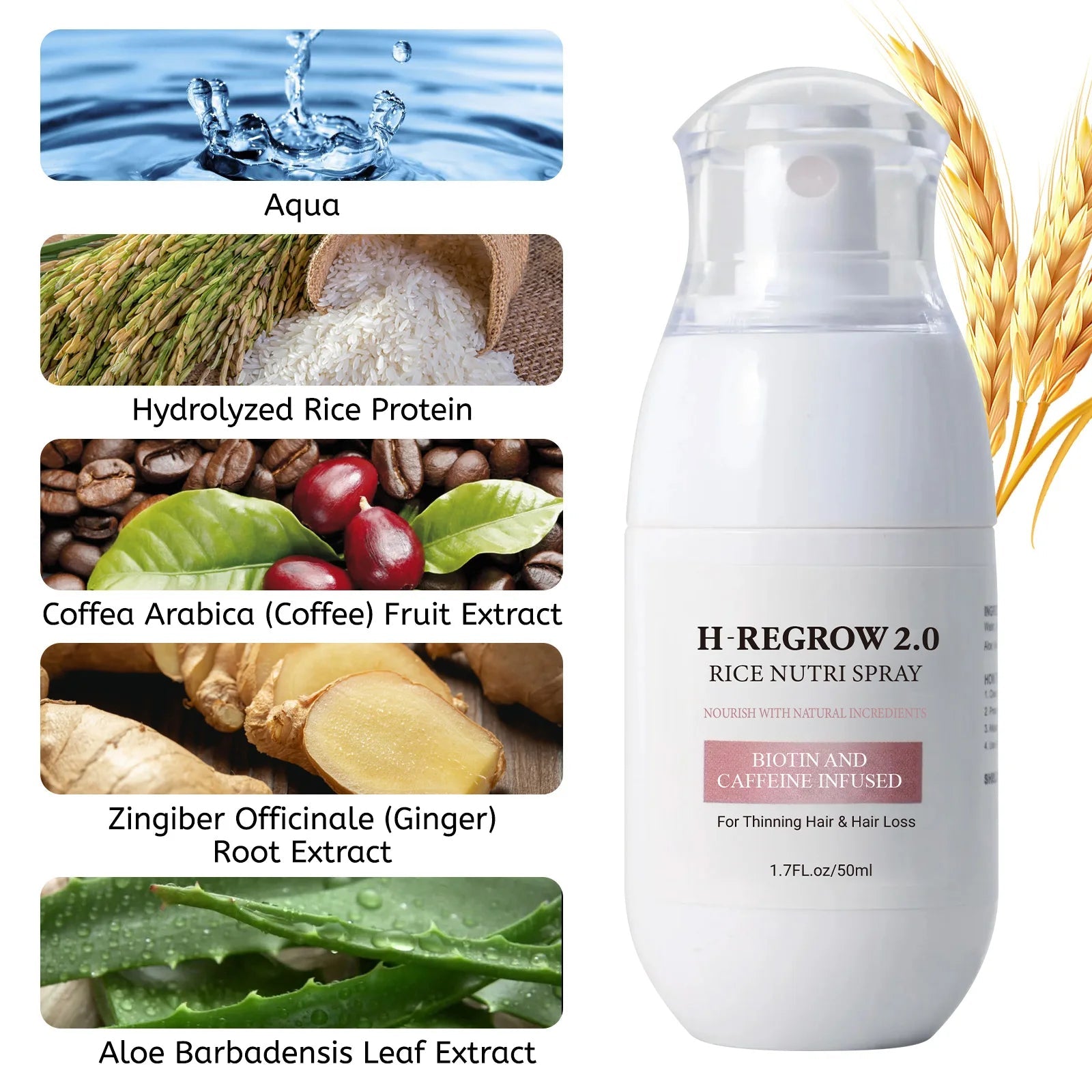 Hair Spray Rice Water Strong Hair Follicle Root Thick Loss Prevention Nourishing Soften Hair Helper Care Spray For Thinning Hair Halalzen