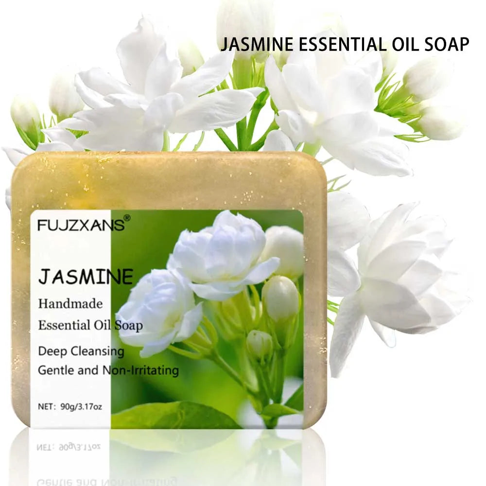 90g FUJZXANS Handmade Essential Oil Soap Bars - Rose, Jasmine, Green Tea, Calendula, Osmanthus, Lavender, Lemon - 7 Long-Lasting Halalzen