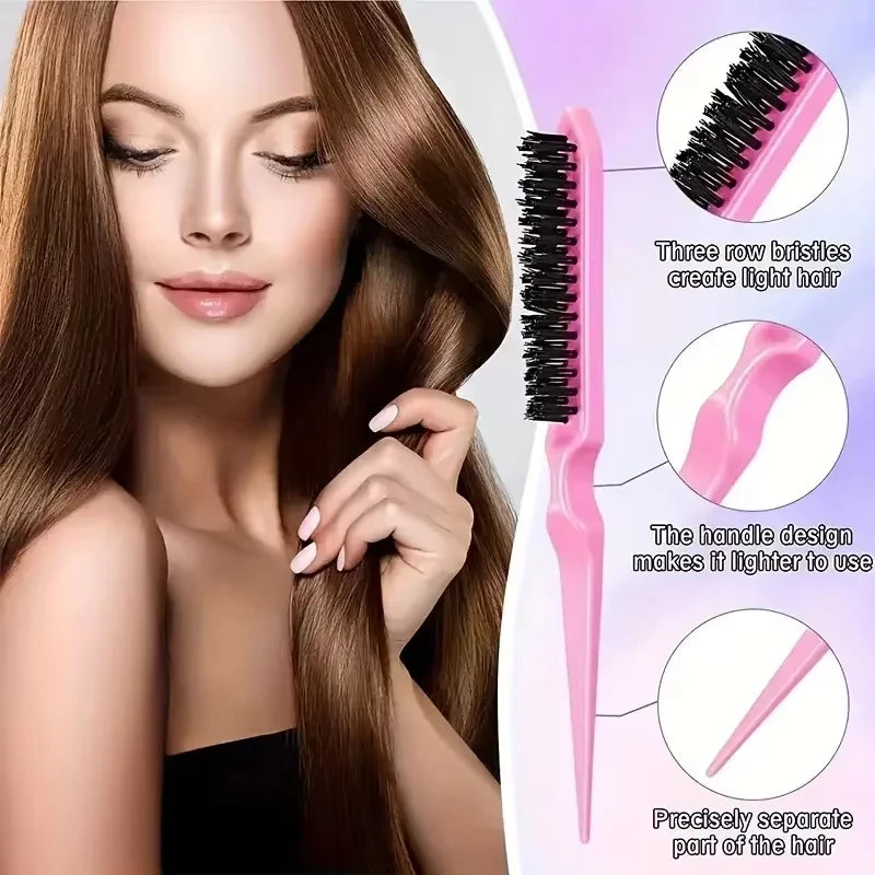 6pcs/Set Professional Hairdressing Hair Brush Set with Spray Bottle Rat Tail Comb Teasing Brush Edge Control for Styling