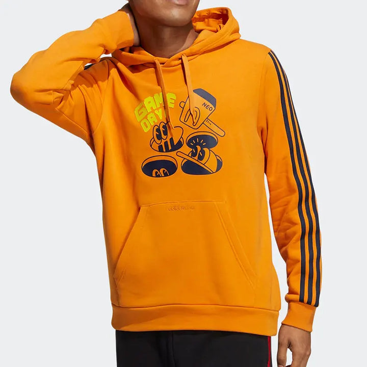 Sweat à capuche rayé adidas Neo pour homme, imprimé lettres de dessin animé HA2250
