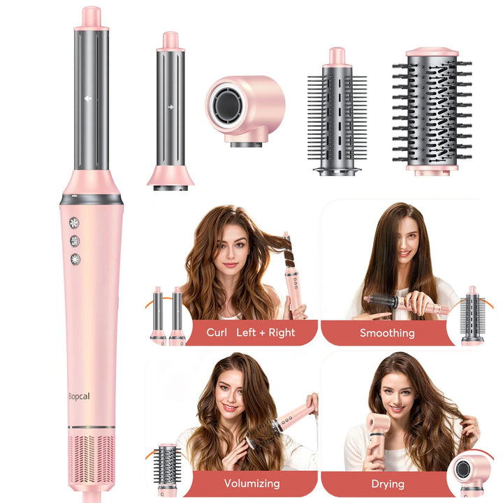 Bopcal 5 In 1 Hair Dryer Hot Air Comb Electric Hair Curling Iron 1200W High Speed Blower Multifunctional Styling Tools Hairdryer Halalzen