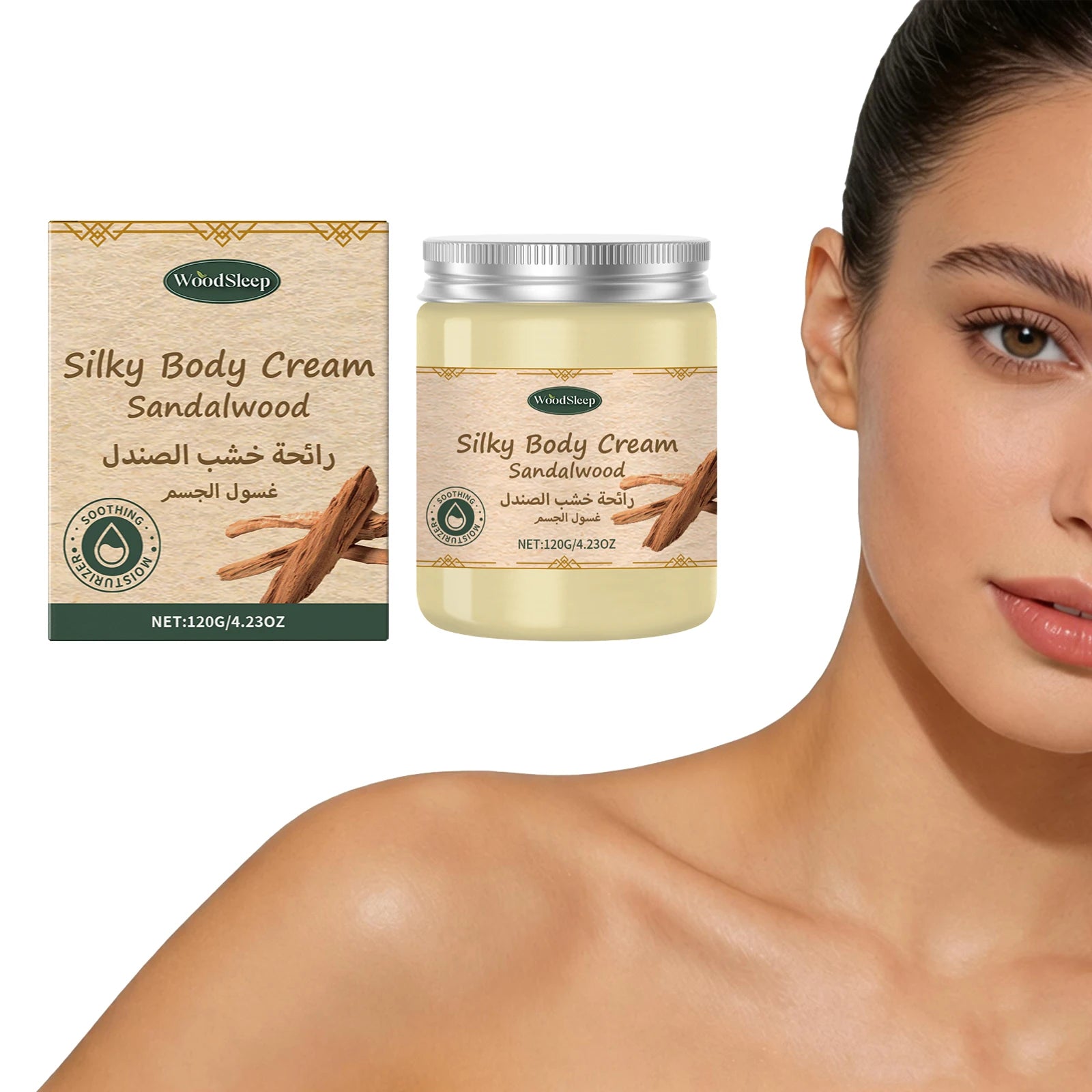 Sandalwood Body Cream Long Lasting Moisturizing Soothing Dryness Brighting Skin Body Lotion Hydrating Smoothing Soft Skin Care