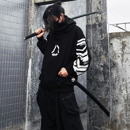 2025 Punk Hoodie Men Fashion Creative Print Sweatshirt Pullover Harajuku Hip Hop Streetwear Tactical Functional Hoodies Techwear