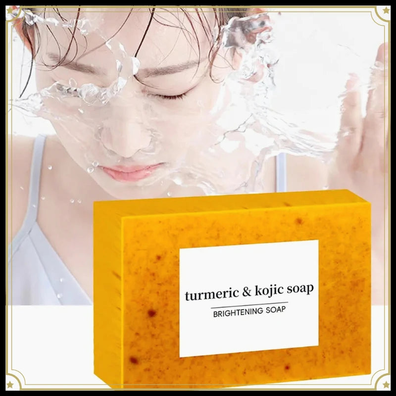 1/2/3Pcs  Turmeric Hand Made Soap, Lemon Kojic Acid Soap, Shower and Facial Soap Body Care