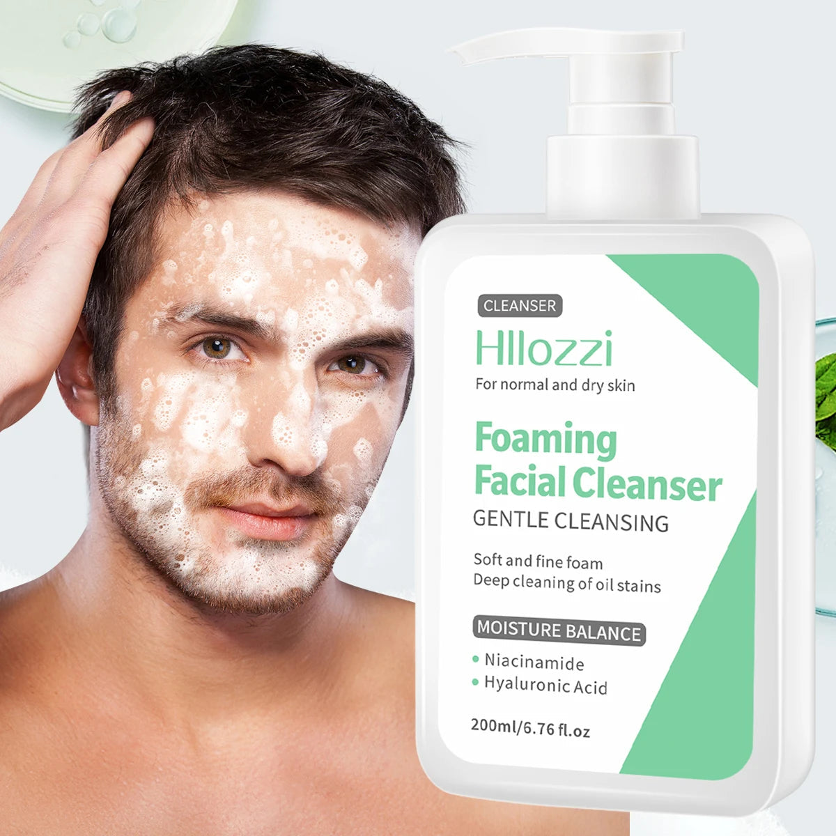 Men's facial cleanser, moisturizing, refreshing and clean skin, summer skin care products, oil control, blackhead removal Halalzen