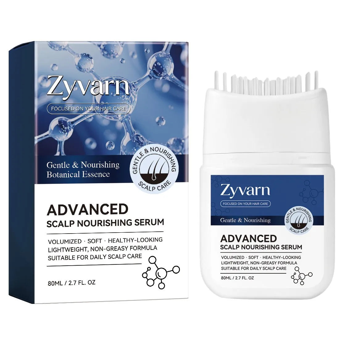 Biotin Volumizing Hair Serum With Scalp Massager,Deep Repair Damaged Hair Follicle Improve Scalp Environment Promote Hair Growth