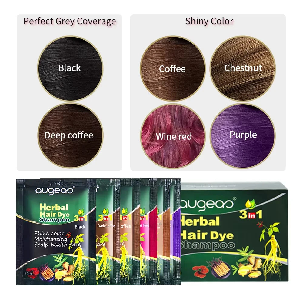 3/5 PCS Hair Dye Shampoo Natural Herbal Plant Fast Dye White Grey Removal Long-lasting Hair Color Products Hair Shampoo 30 ml