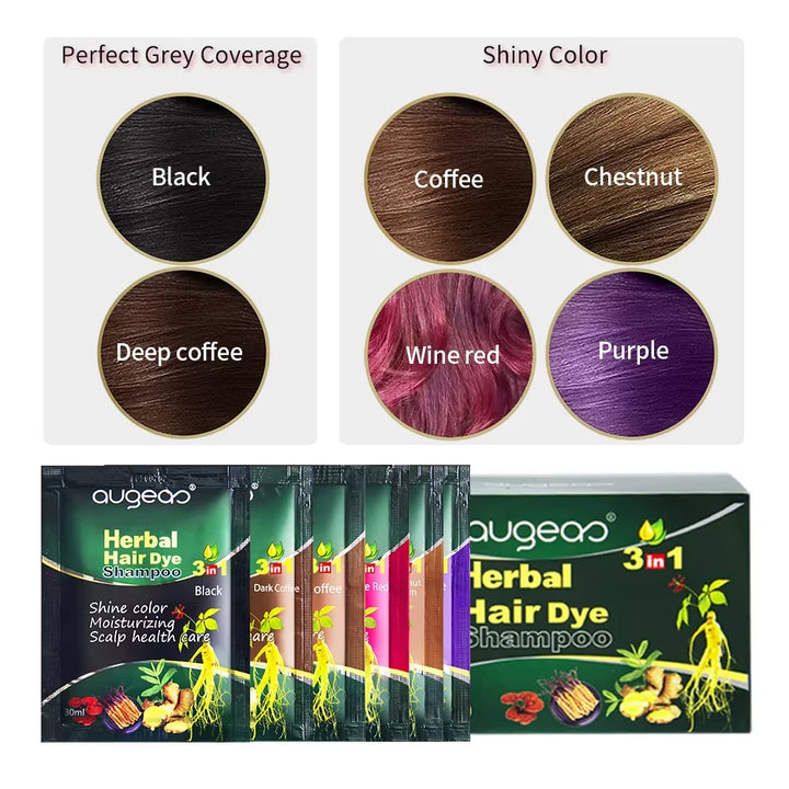 3/5 PCS Hair Dye Shampoo Natural Herbal Plant Fast Dye White Grey Removal Long-lasting Hair Color Products Hair Shampoo 30 ml