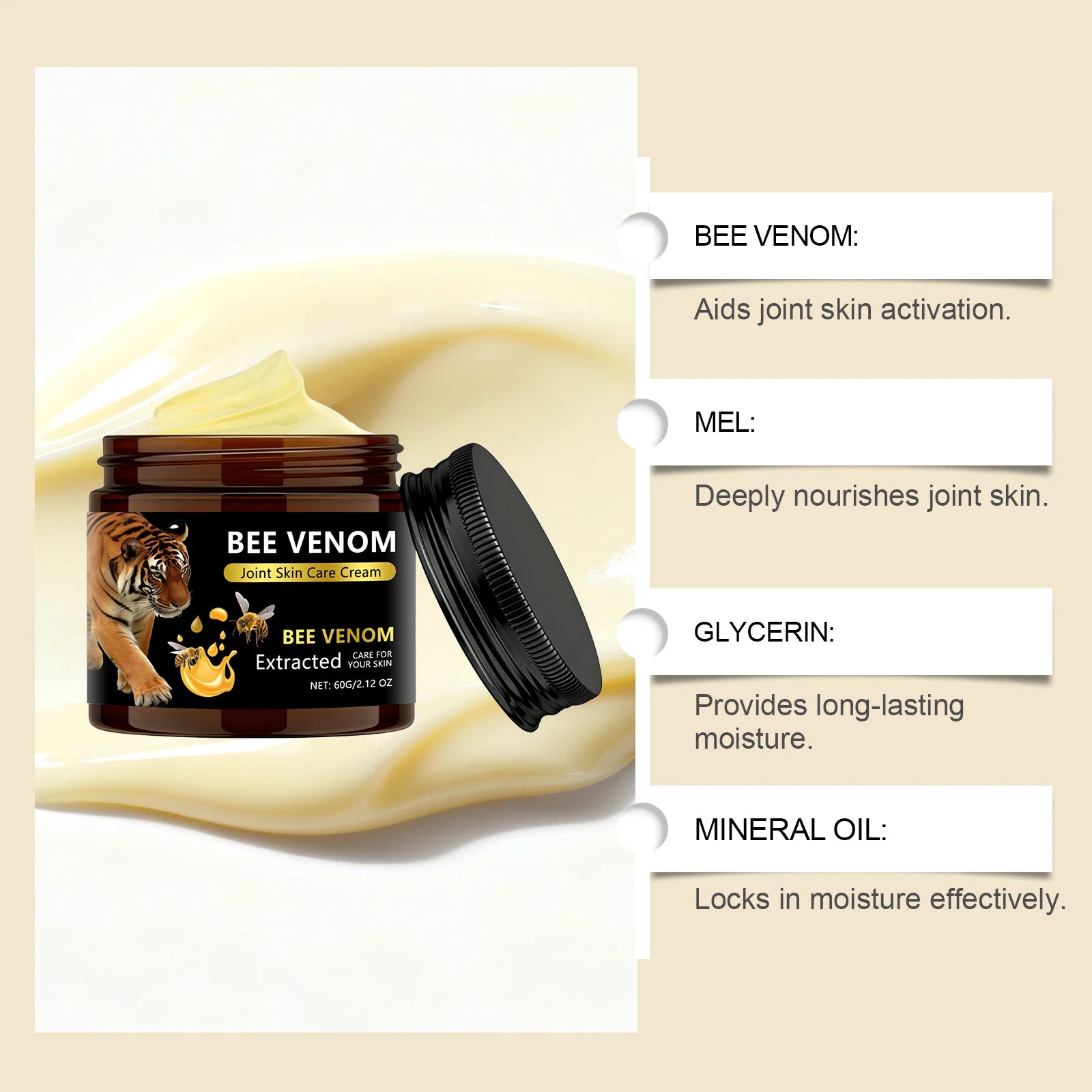 Bee Venom Joint Care Cream - Gentle and Nourishing Care for Body Joints, Comfortable Topical Application for Daily Use