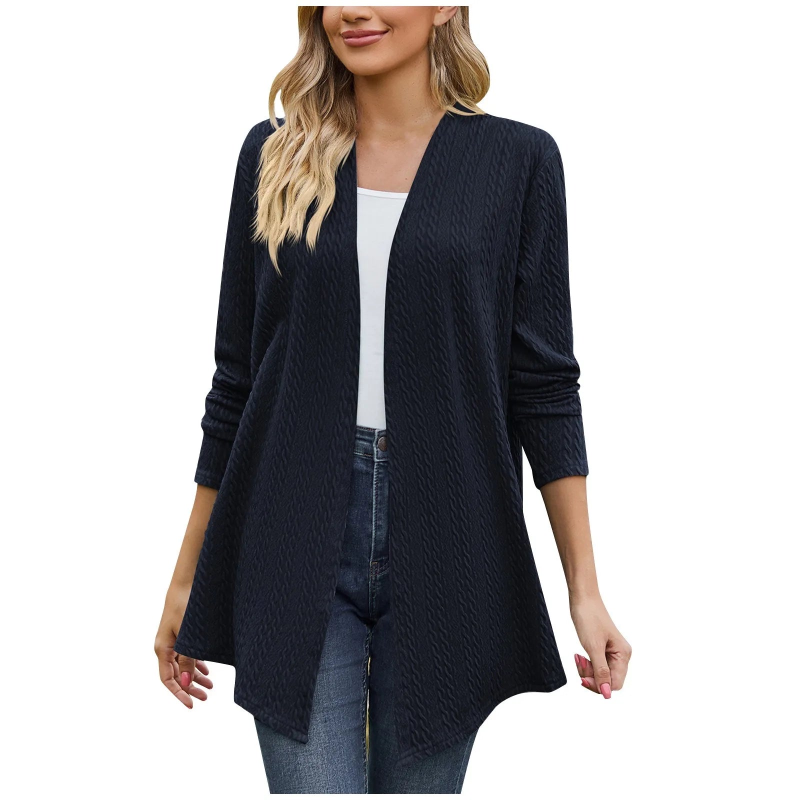 Women'S Fashion Solid Color Long Sleeve Loose Cardigan Jacket Elegant Womens Jackets Chamarra De Piel Mujer ﻿가을자켓 Chaqueta Mujer