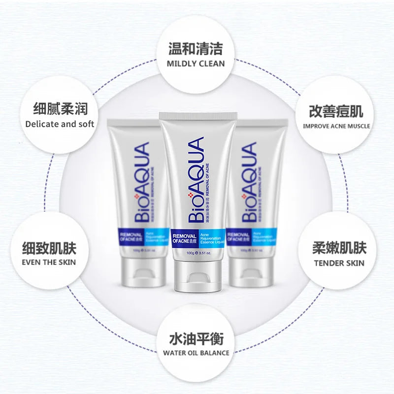BIOAQUA Facial Cleanser  Anti Wrinkle Face Wash Foam skincare Face Cleanser Anti Acne Blackhead Remover Moisturizing Skin Care Halalzen