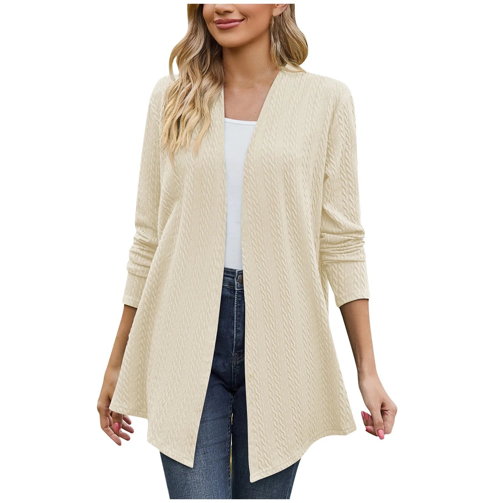 Women'S Fashion Solid Color Long Sleeve Loose Cardigan Jacket Elegant Womens Jackets Chamarra De Piel Mujer ﻿가을자켓 Chaqueta Mujer
