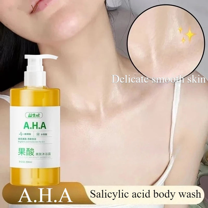 AHA Fruit Acid Salicylic Acid Body Wash Brightens and Moisturizes The Skin, Eliminates Back Acne Relieves Dullness Shower Gel Halalzen