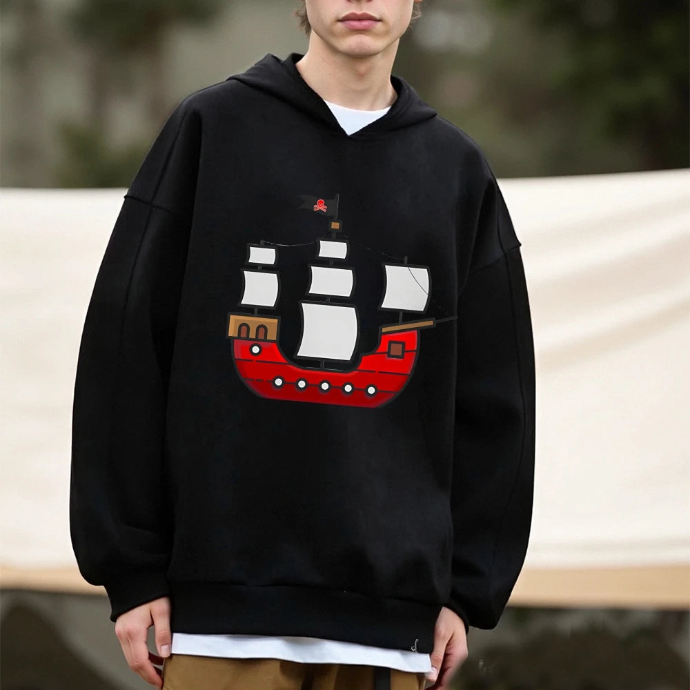 Ship Graphic Sweatshirts Y2K Man And Woman Hoodies Comfort Oversized Streetwear Sweater Casual Lightweight Unisex Autumn Clothe