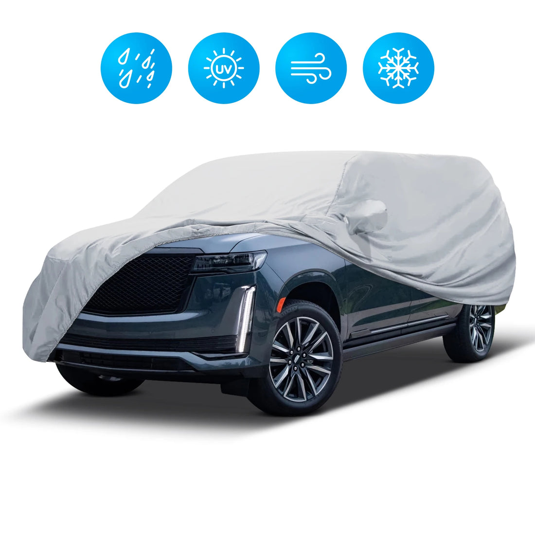 Universal SUV/Sedan Full Car Covers Outdoor Waterproof Sun Rain Snow Dust Resistant Protection UV Car silver Auto Case Cover