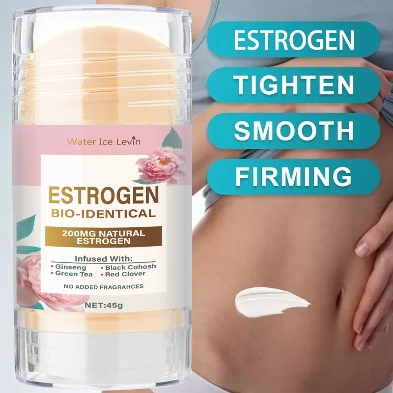 Natural Estrogen Cream Stick, Glycerin, Ginseng Root, Tea Tree Leaf Extract, Calming, Gentle Body Care Cream, Alcohol-Free, Suitable for All Skin Types, Natural Skin Care