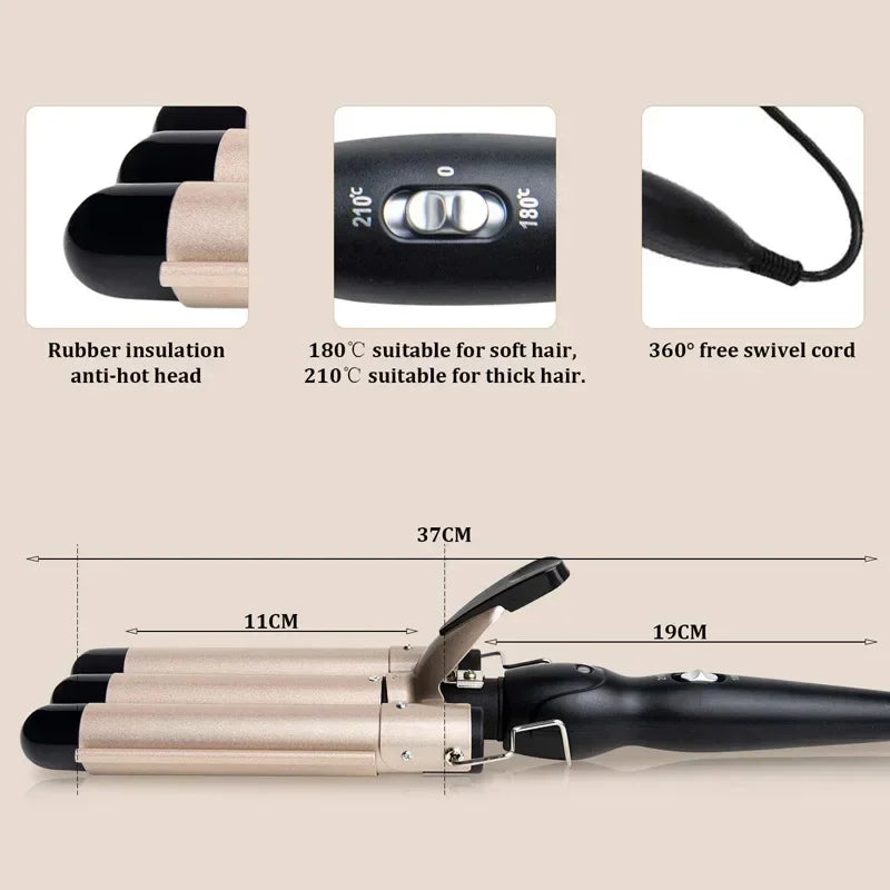 Professional Hair Curling Iron Ceramic Triple Barrel Hair Curler Irons Hair Wave Waver Styling Tools Hair Styling Appliances Halalzen