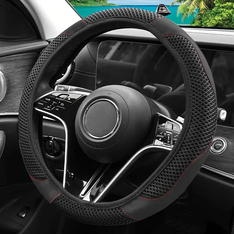 Ice Silk Mesh Steering Wheel Cover Without Inner Ring - Stylish, Breathable & Non-Slip Car Wheel Protector  38cm Fit for Cars