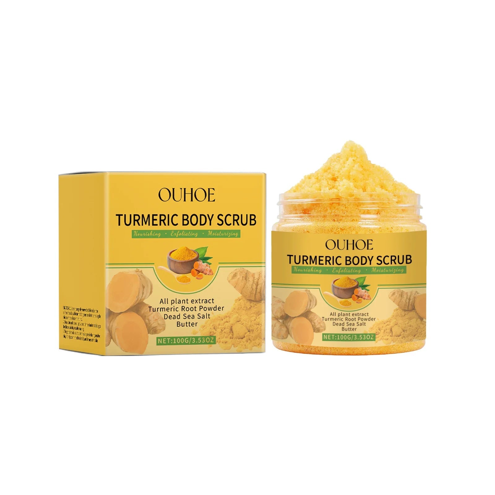 Turmeric Body Scrub for Women Men Lightening Exfoliate Remove Dead Skin Pore Cleansing Dark Inner Moisturising Smooth Skin Care Halalzen