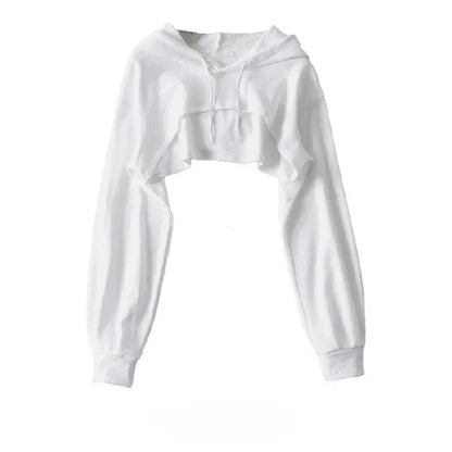 Hoodie Female Hoodie Personality Irregular Crop Ultra Short Style Long Sleeve Top Female Drop Shipping Sweatshirt Y2k Clothes