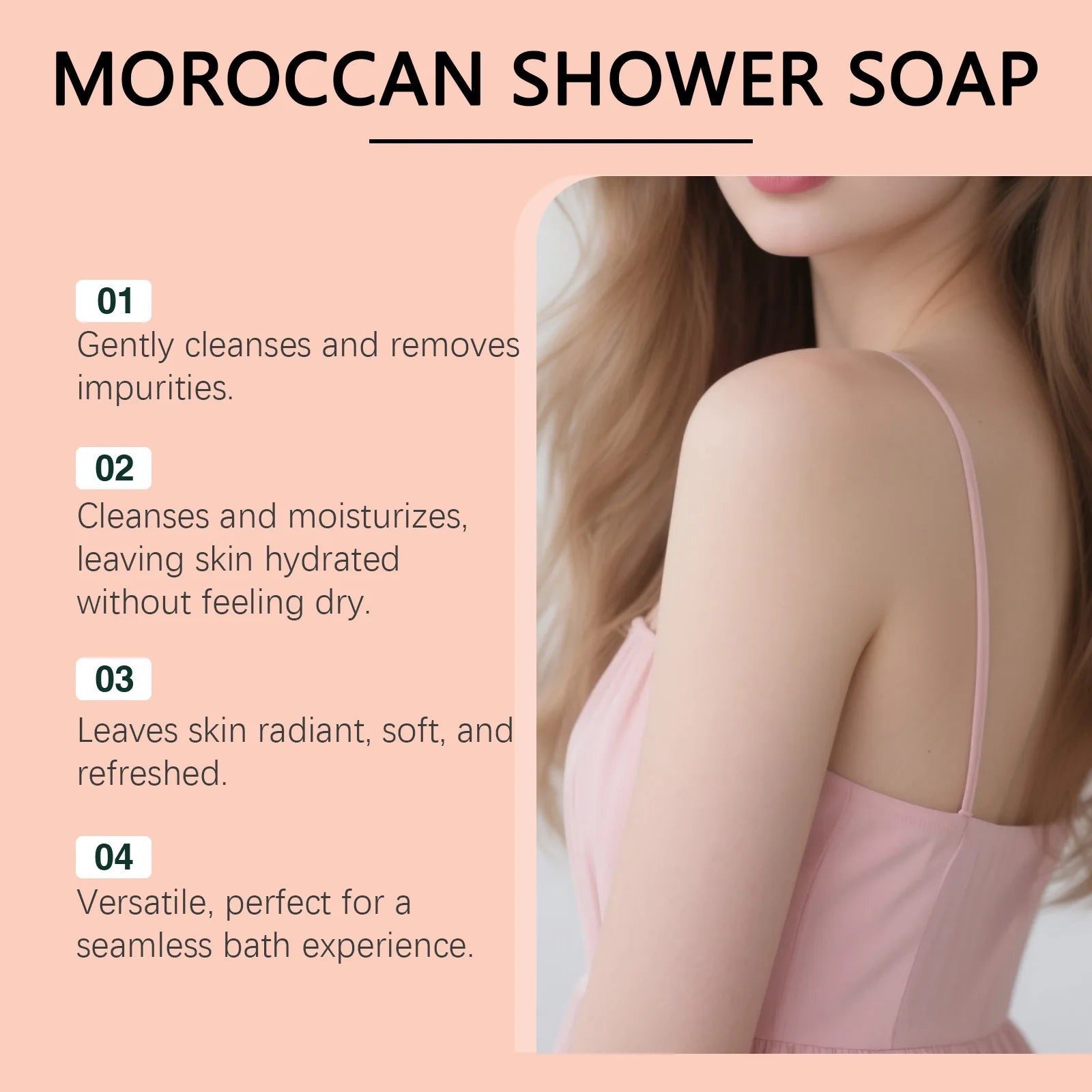 OCEAURA Moroccan Bath Soap Cream Deep Clean Improve Dullness Exfoliate Brighten Skins Relieve Dryness Body Care Bath Soap Cream Halalzen