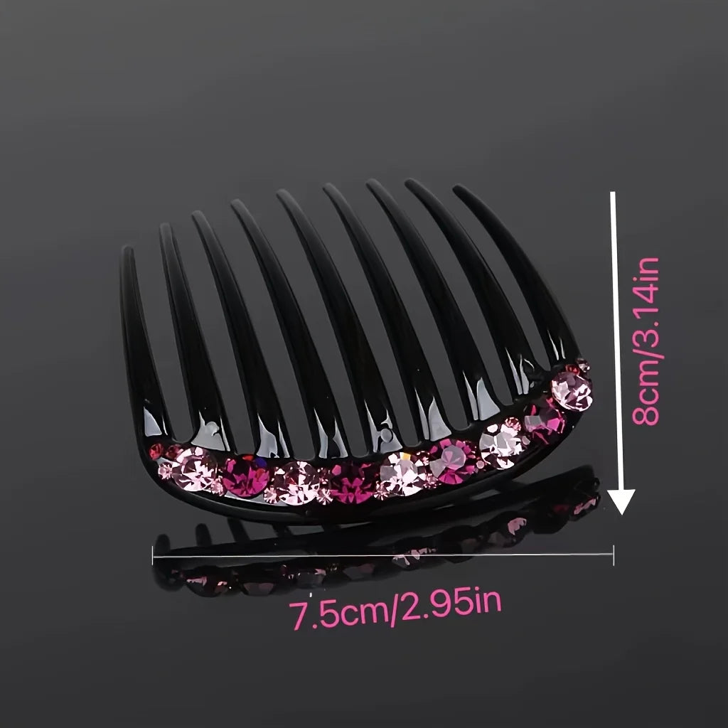 Rhinestone 9-Tooth Hair Comb Elegant Bangs Styling Clip with Secure Hold for Wedding Party Fashion Accessory