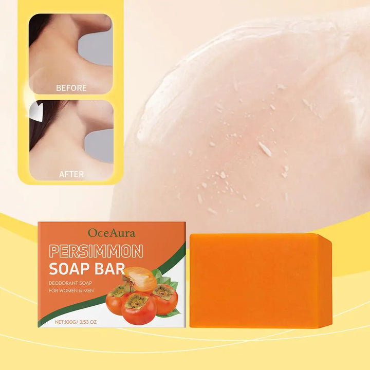 1/2pcs Persimmon Soap Bar For Body Odor Removal Exfoliating For Face & Body Wash Gentle Deodorant Bar Handmade Persimmon Soap