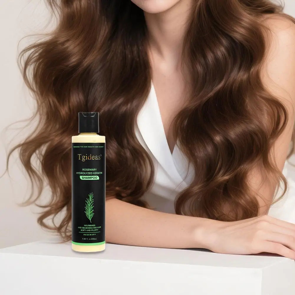 220ml Tgideas Natural Rosemary Hair Shampoo Organic Keratin Shampoo Silicone-Free Reduces Hair Loss Nourishes Scalp for Thicker