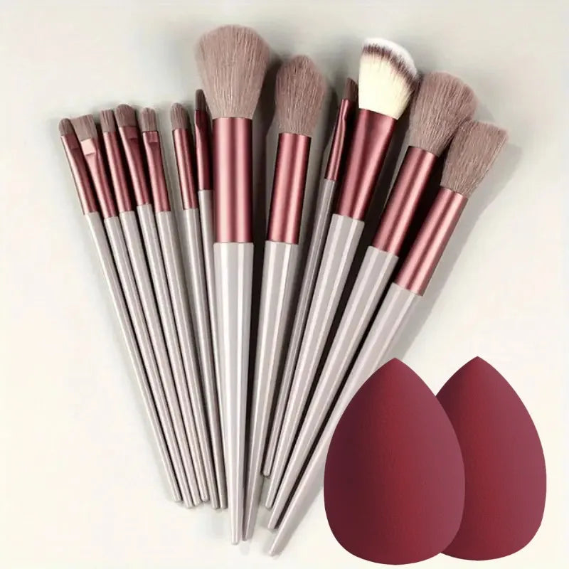 13Pcs Soft Fluffy Makeup Brushes Set for Cosmetics Foundation Blush Powder Eyeshadow Kabuki Blending with Makeup Sponge Egg