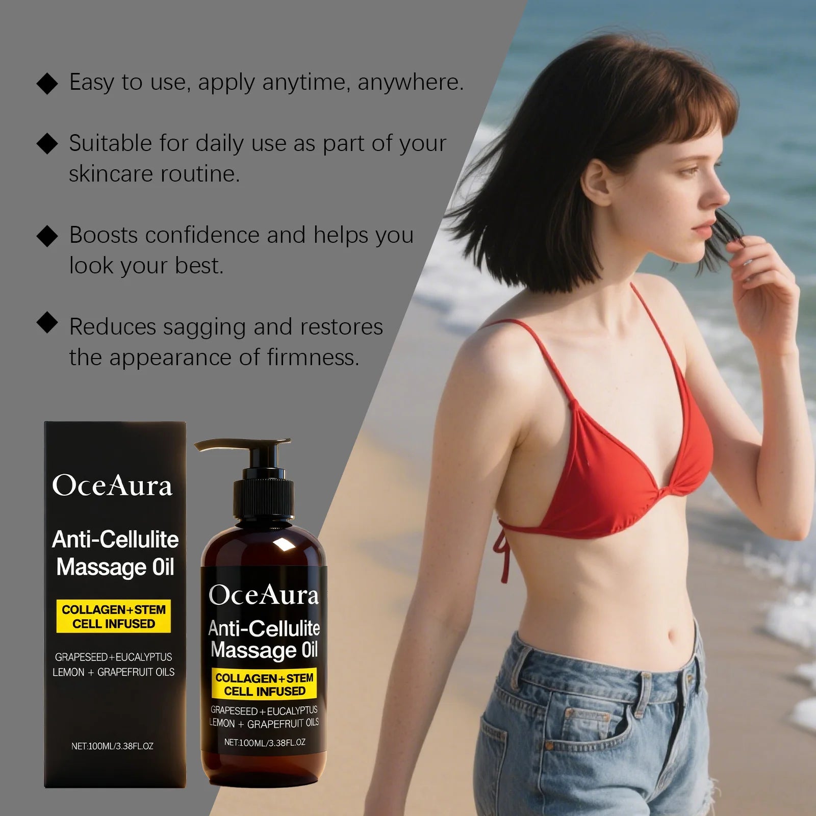 Anti Cellulite Massage Oil Infused Collagen Fat Burning Tightening Cellulite Improve Dry Smooth Moisturizing Body Essential Oil