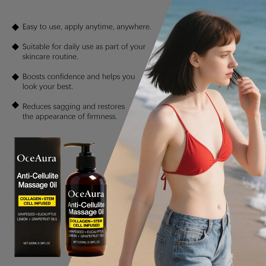 Anti Cellulite Massage Oil Infused Collagen Fat Burning Tightening Cellulite Improve Dry Smooth Moisturizing Body Essential Oil