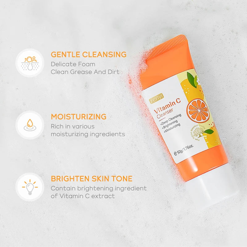Vitamin C Sakura Facial Cleanser Face Wash Foam Foam Face Cleanser Moisturizing Whitening Anti-aging  Wrinkle Skin Care Halalzen