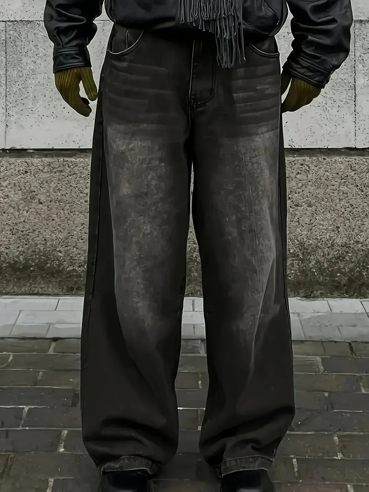 Men'S Skinny Fit Wide Leg Jeans, Men'S Stylish Comfy Denim Pants, Versatile For Four Seasons