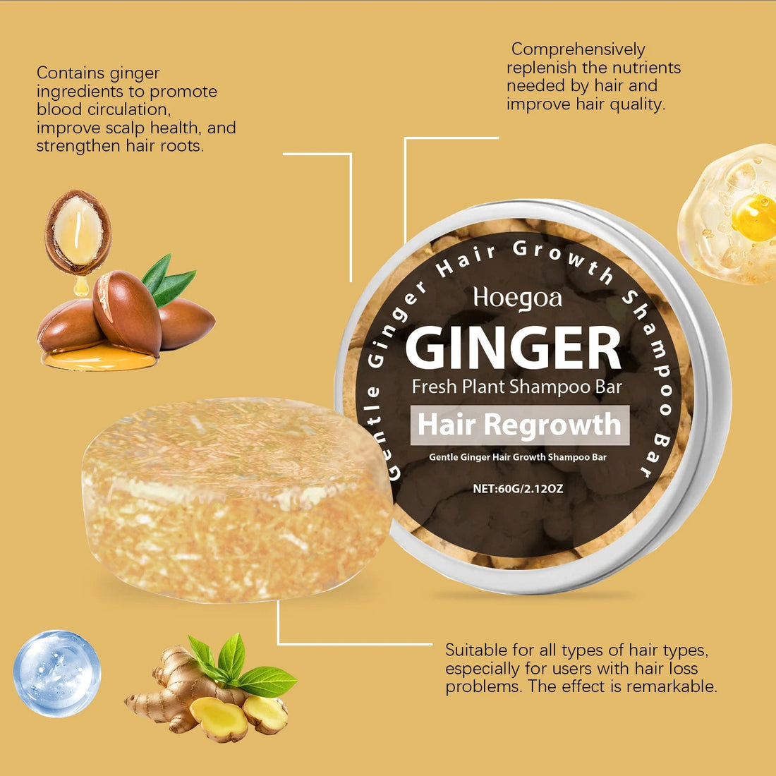 Ginger Shampoo Soap Deep Nourish Repairing Damaged Hair Roots Reduce Hair Loss Clean Dandruff Scalp Hair Shampoo Bar Hair Care Halalzen