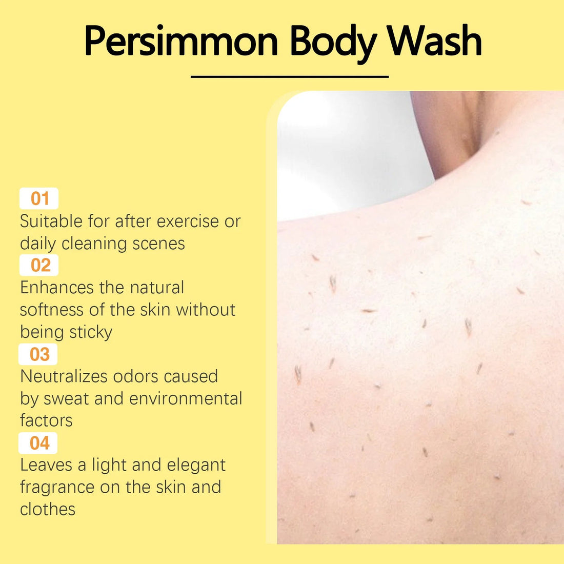 OceAura Persimmon Body Wash Moisturizing Skin Cleaning Smooth Soft Body Odor Remover Bath Products Exfoliating Shower Gel 100ml Halalzen