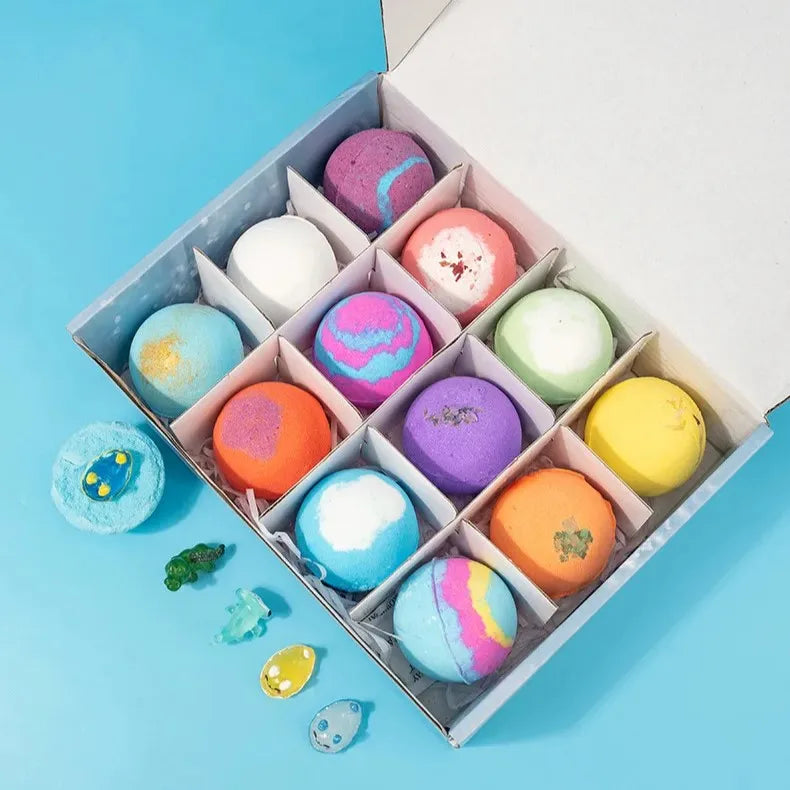 Kids Bath Bombs Hidden Surprise Colorful Rich Bubble kids Funny Relaxing Bath Toys Children Holiday Gift Set Ocean Bubble Bath Halalzen