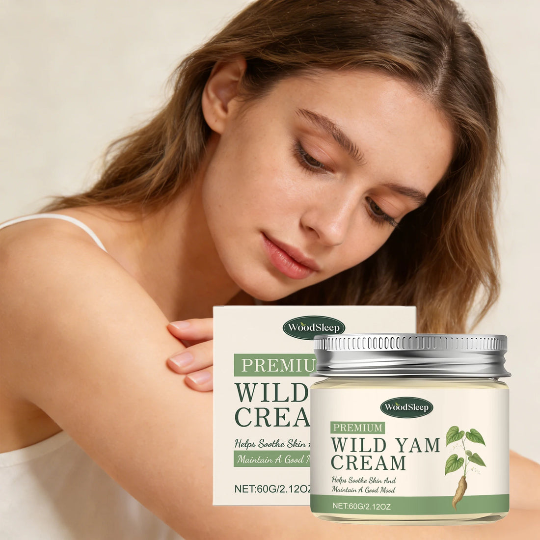 Wild Yam Body Cream for Women Relieve PMS Balanced Female Hormone Level Menopause Emotional Calming Soothing Body Massage Cream