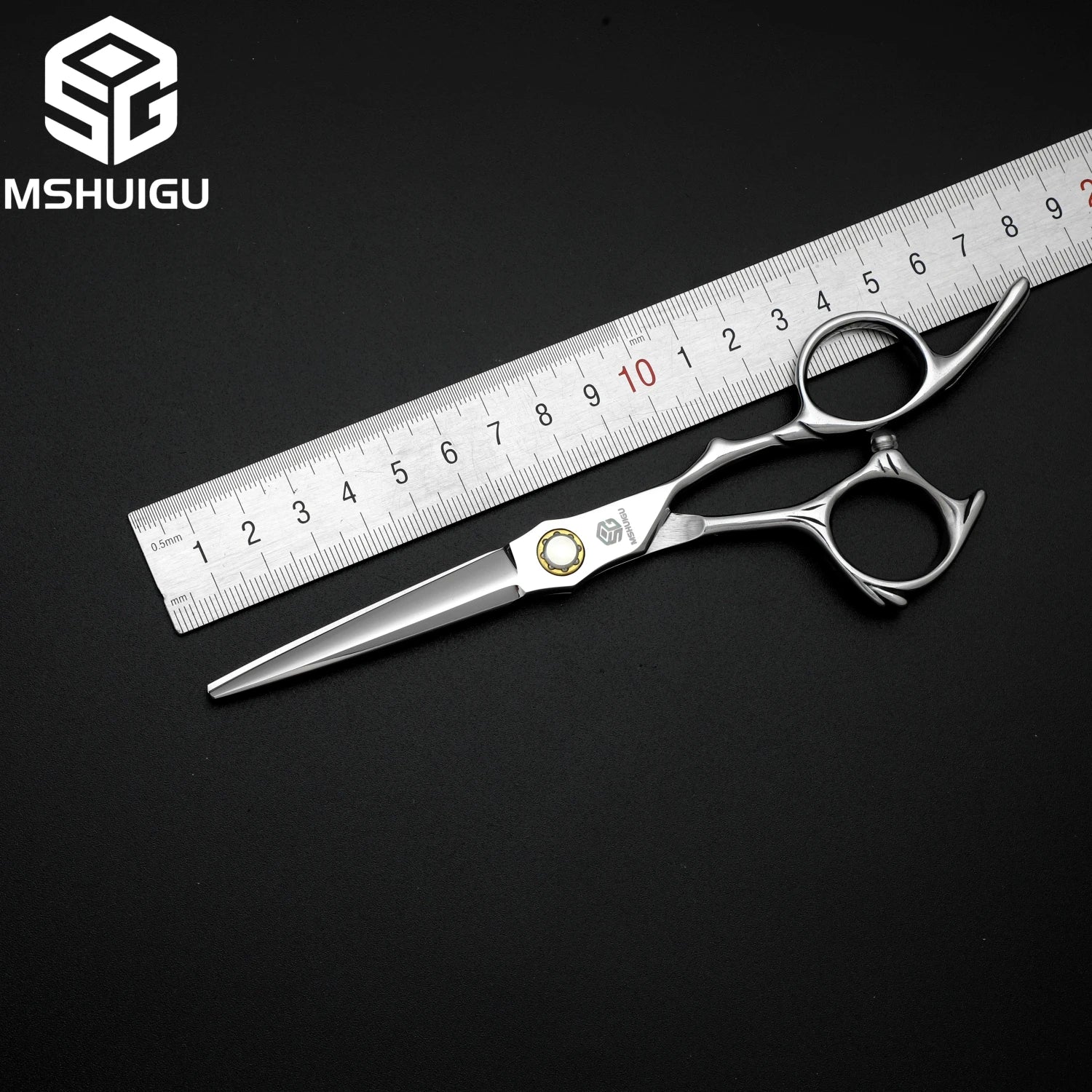 MSHUIGU 440C Professional Barber Scissors 6-7 Inch Laser Wire Serrated Blade Multi-Functional Thinning Hair Shears for Salon Too