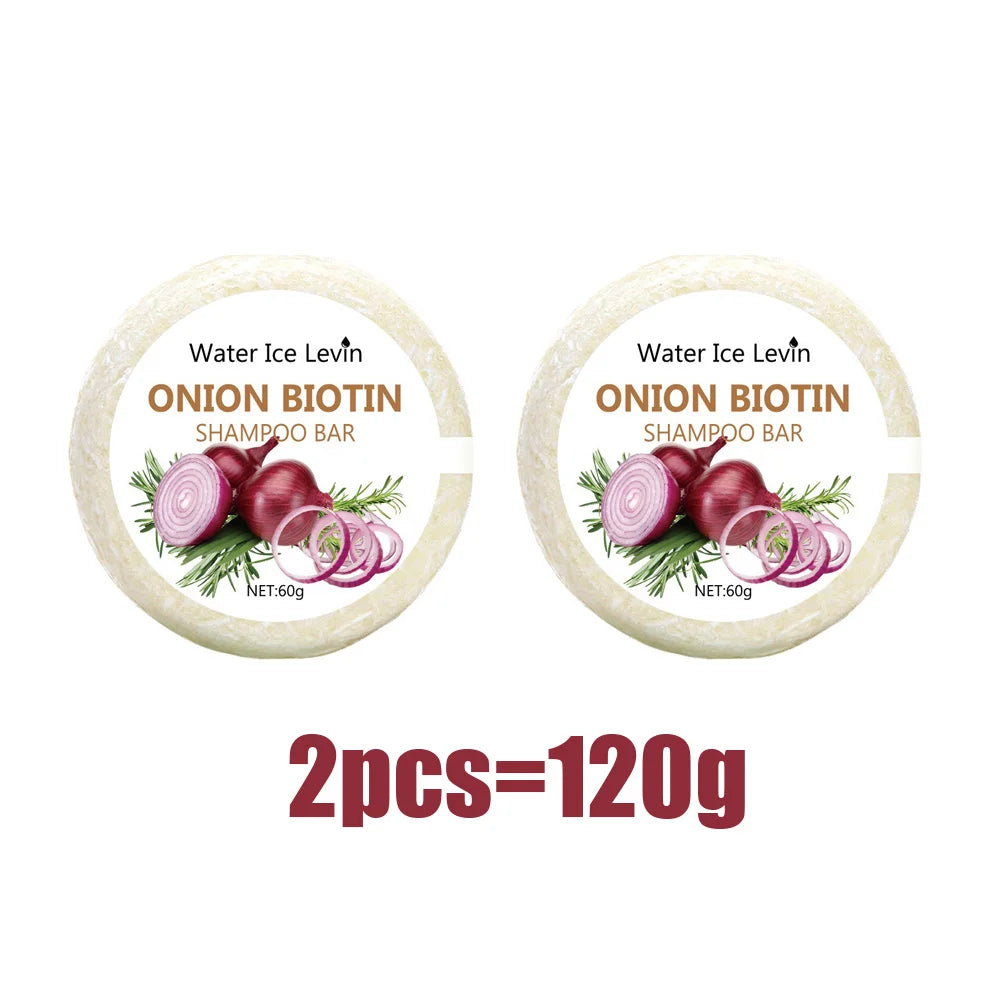 Onion and Biotin Shampoo Soap - 60g, Suitable for All Hair Types, Moisturizing and Smoothing, Rich in Rosemary Extract Halalzen