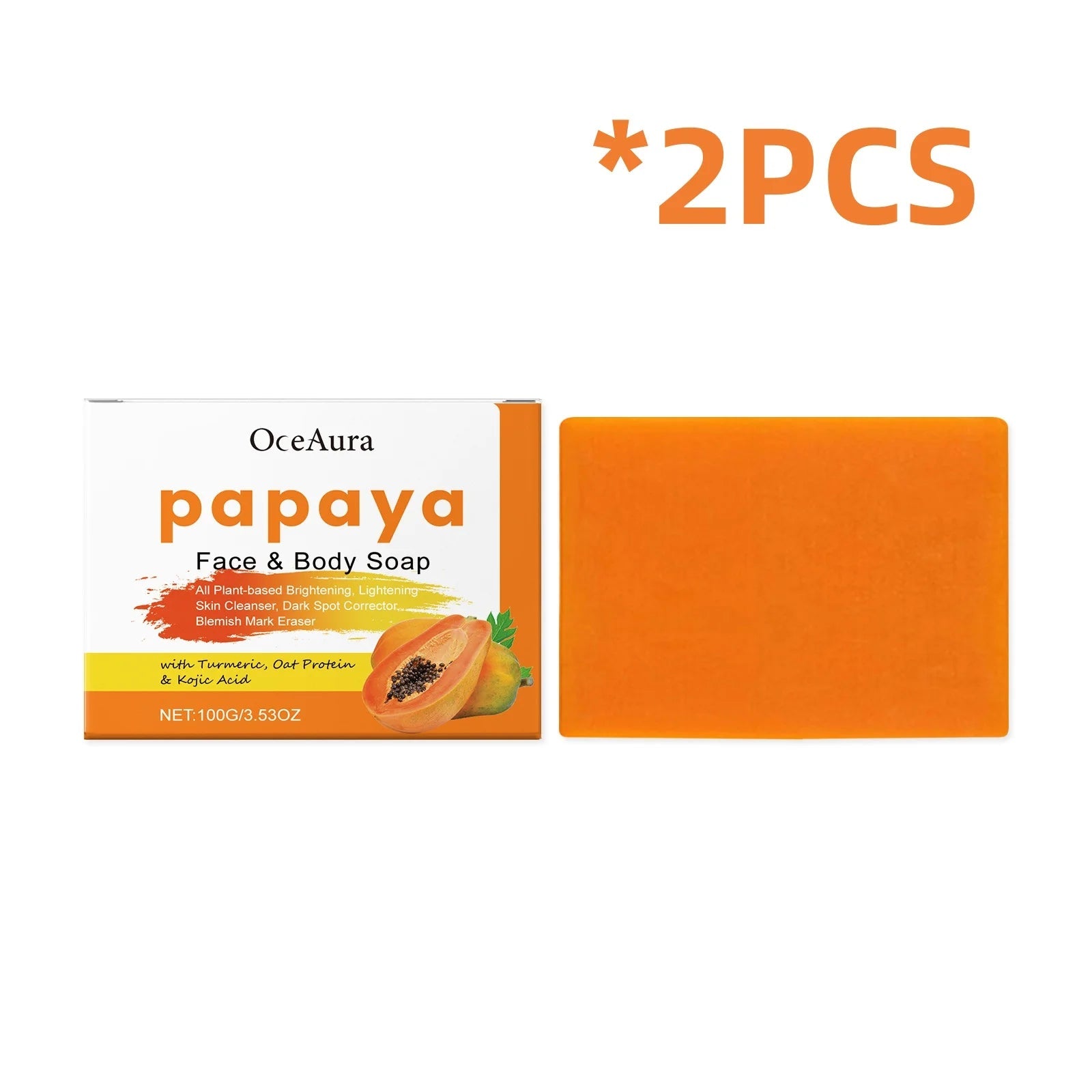 OCEAURA Papaya Turmeric Nourishing Bath Soap Deep Clean Improve Dull Skin Remove Dirt Smooth Epidermis Body Moisturize Bath Soap Halalzen