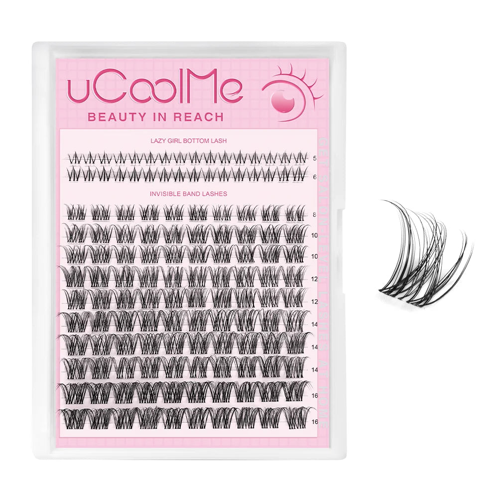 uCoolMe Lashes Venus Super Natural Clusters Kit with Bond and Seal Remover Long-lasting Waterproof Beginner Friendly Makeup Tool