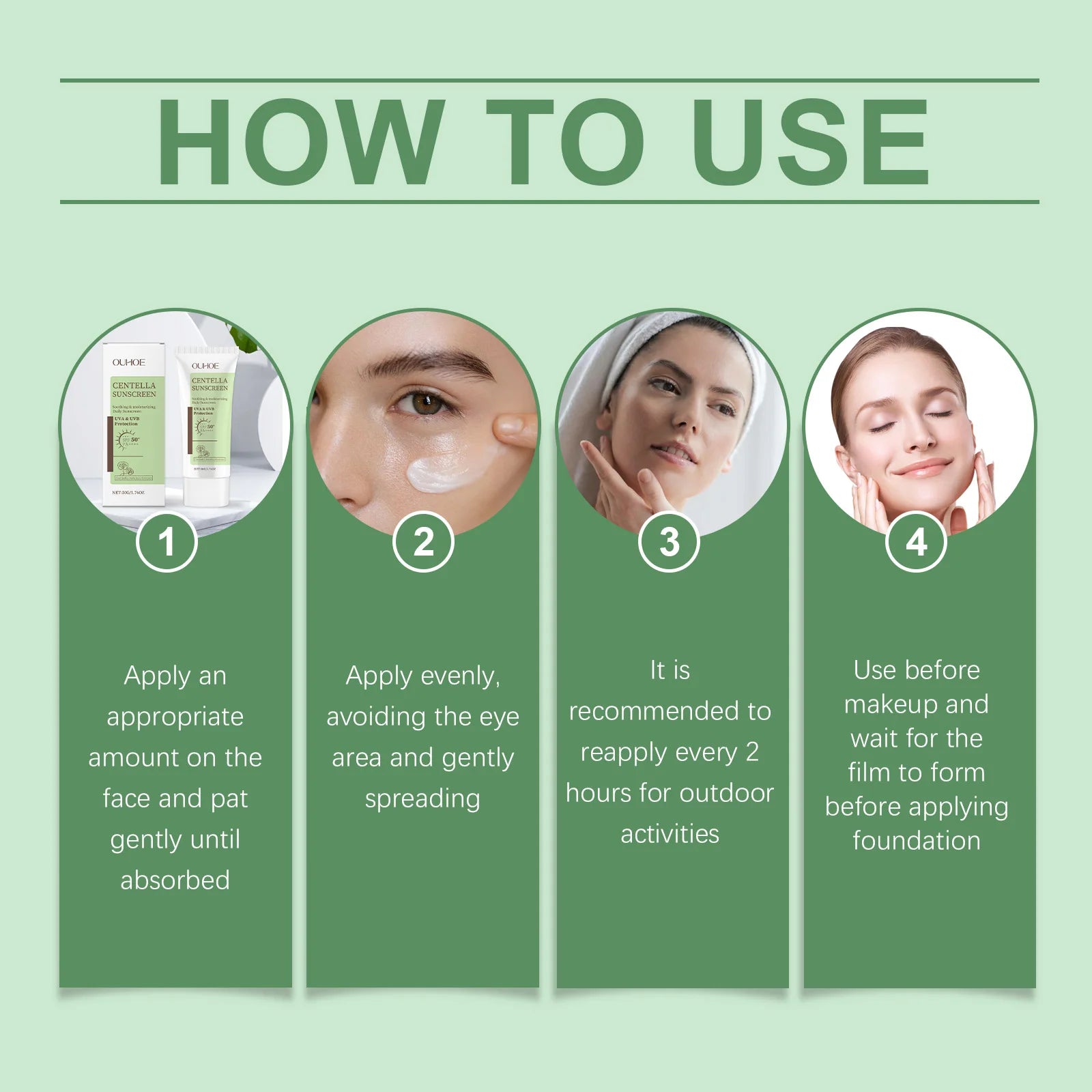 SPF 50 Facial Sunscreen Anti Sunlight Defense UV Rays Improve Dry Prevent Sunburn Summer Waterproof Soothing Centella Sunscreen