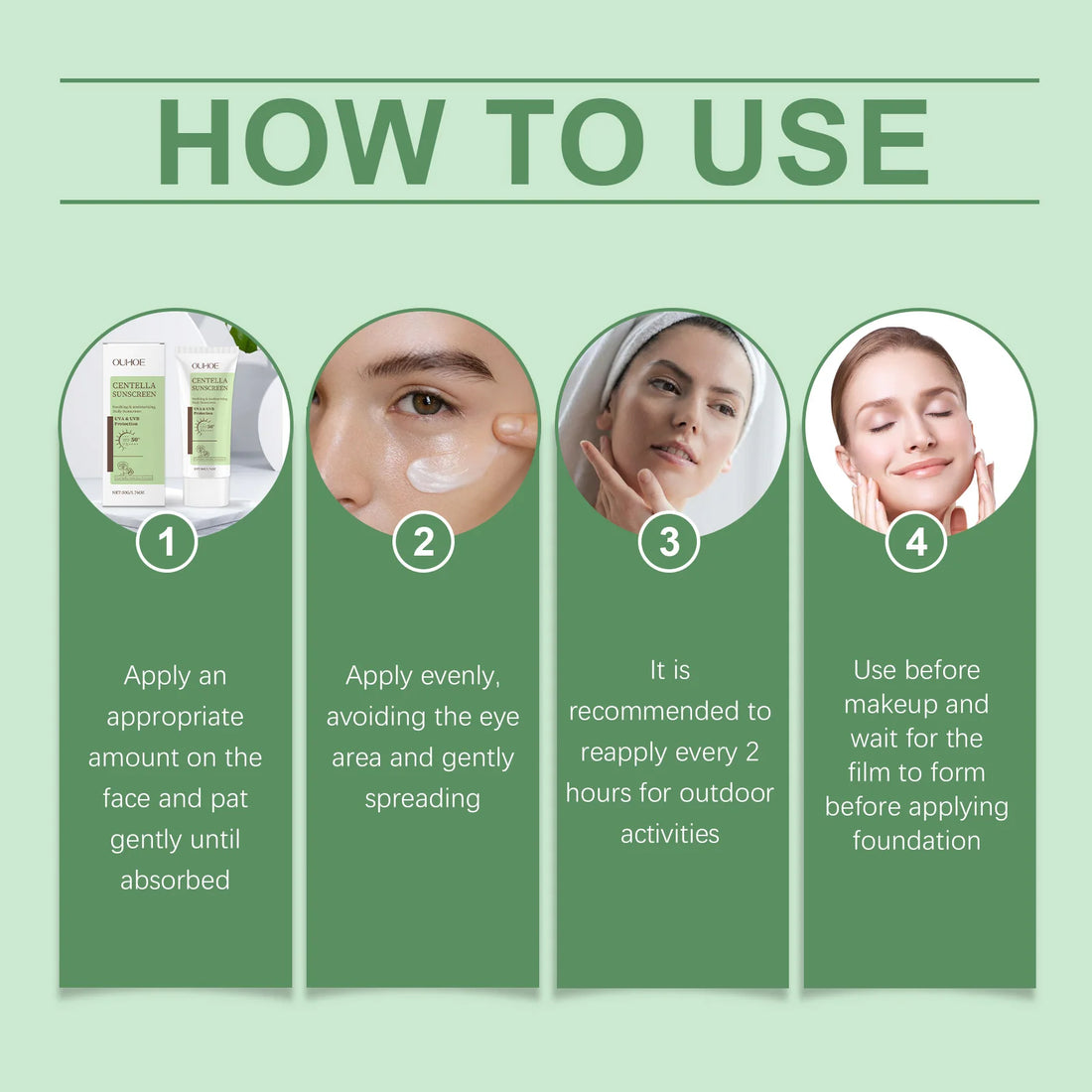 SPF 50 Facial Sunscreen Anti Sunlight Defense UV Rays Improve Dry Prevent Sunburn Summer Waterproof Soothing Centella Sunscreen