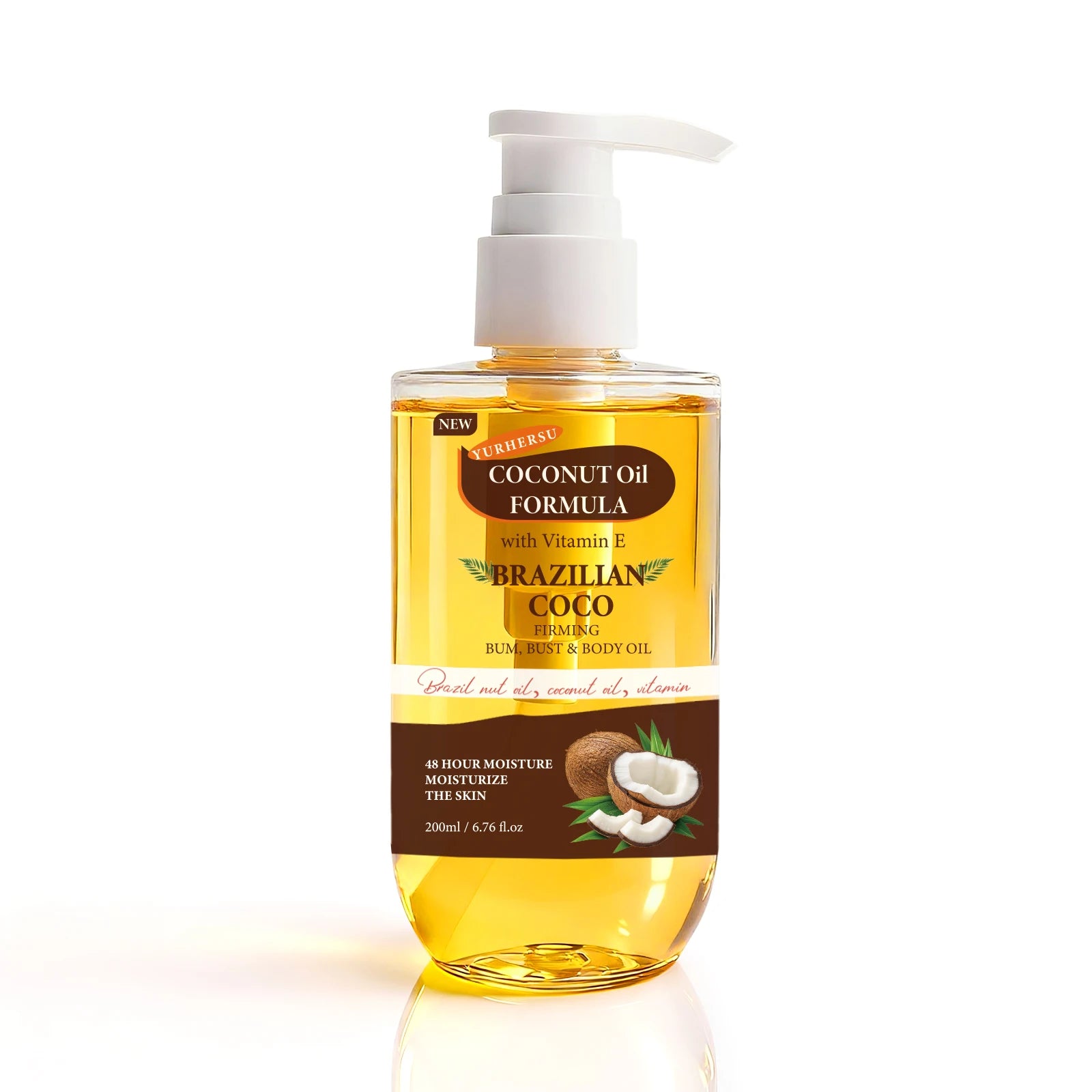 200ML Coconut Body Oil Firming Fade Fine Line Moisturizing Smooth Brightening Rejuvenating Repairing Nourishing Body Oil
